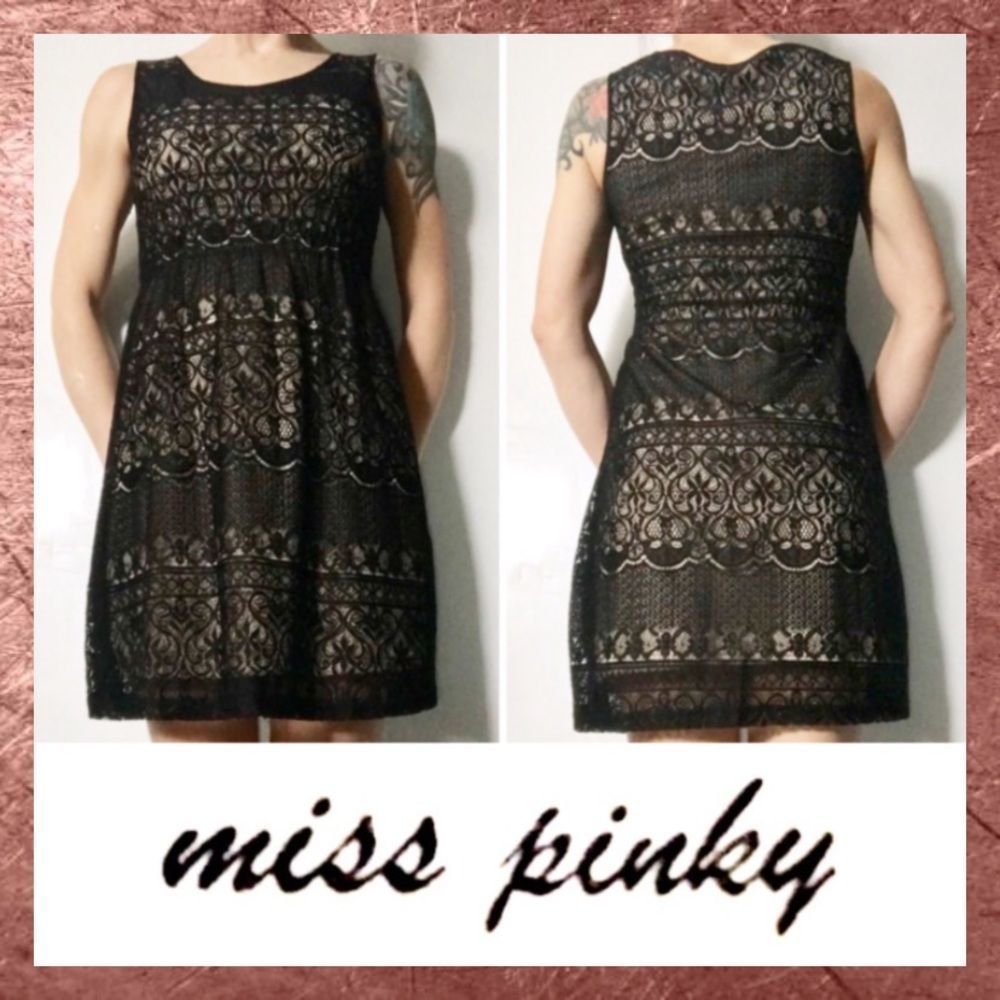 LIKE NEW Miss Pinky Black Lace Mini Dress Small S